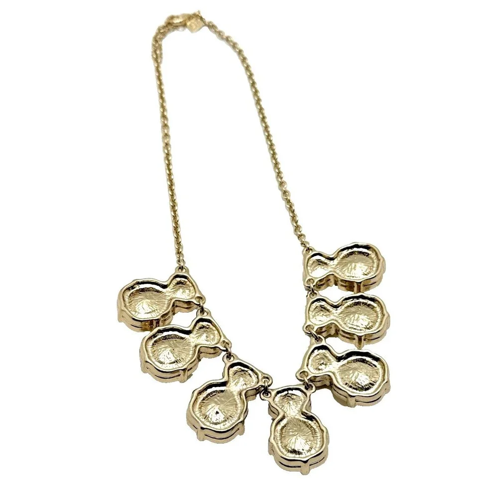 Banana Republic Bib Necklace Gold Tone Faceted Cabochon Statement NWOT 16-19